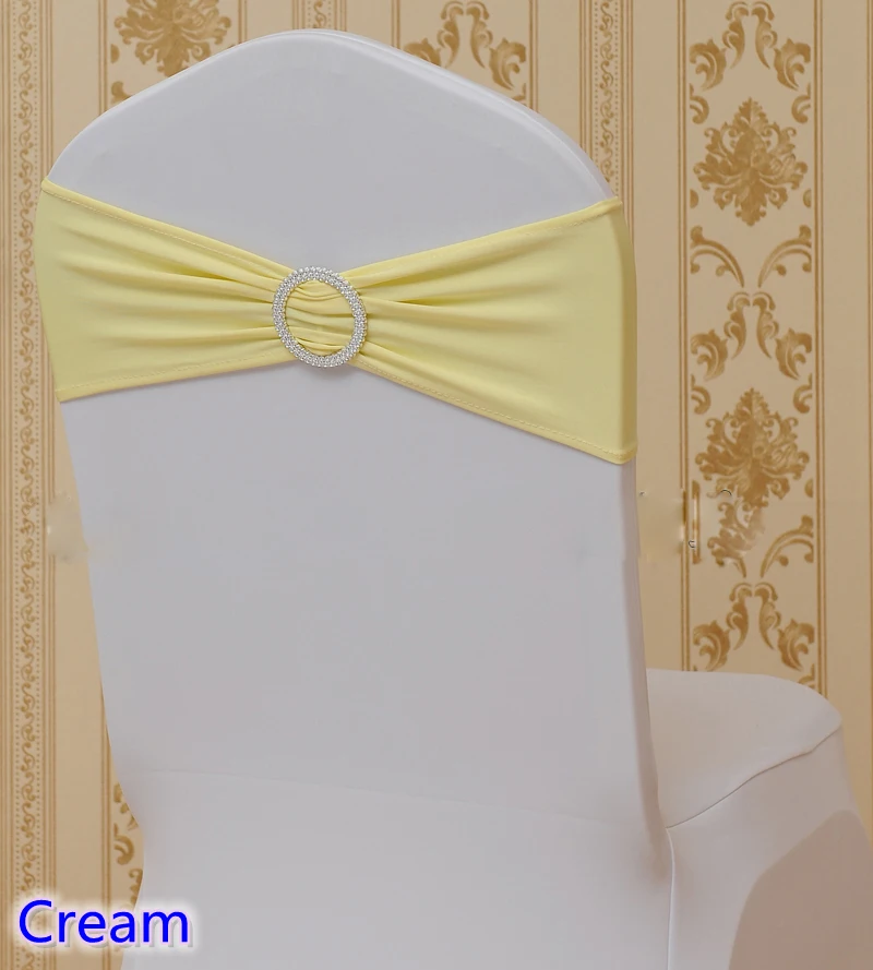 Cream colour wholesale chairs sash with Round buckles for chair covers