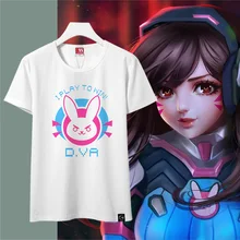 Kawaii Women D.va T-shirt Women Dva T-shirt Ladies Couple Tees D va Short Sleeve T-shirt Hana Song White Black Blue Diva T Shirt