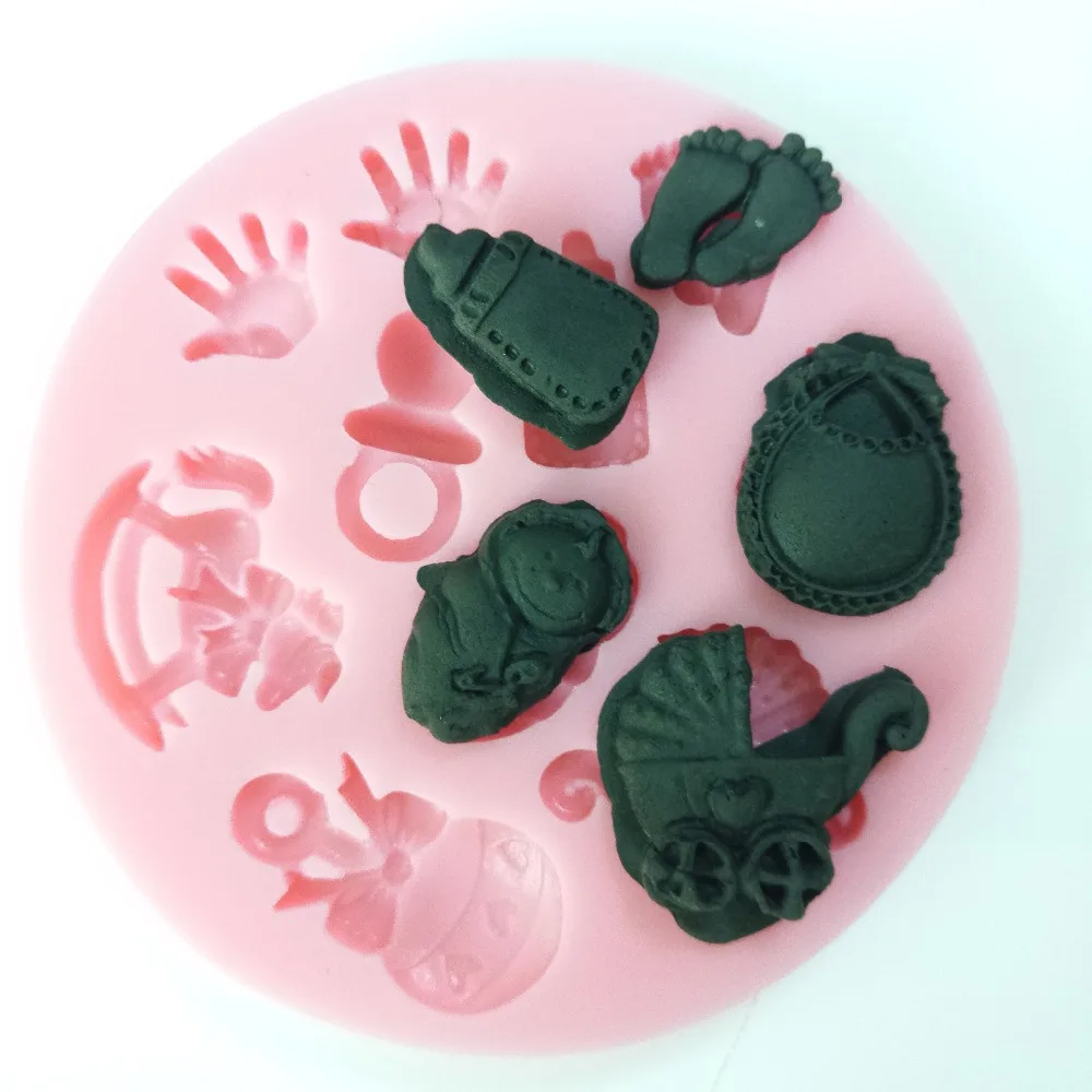 Baby / stroller / bottle / Trojan / hand / foot shape Sugar Cake Mold
