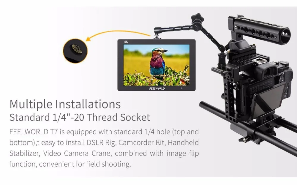Feelworld T7 4 K HDMI Вход/Выход на Камера монитор Full HD " ips Экран Дисплей, Алюминий металлический каркас монитор для Камера/видео