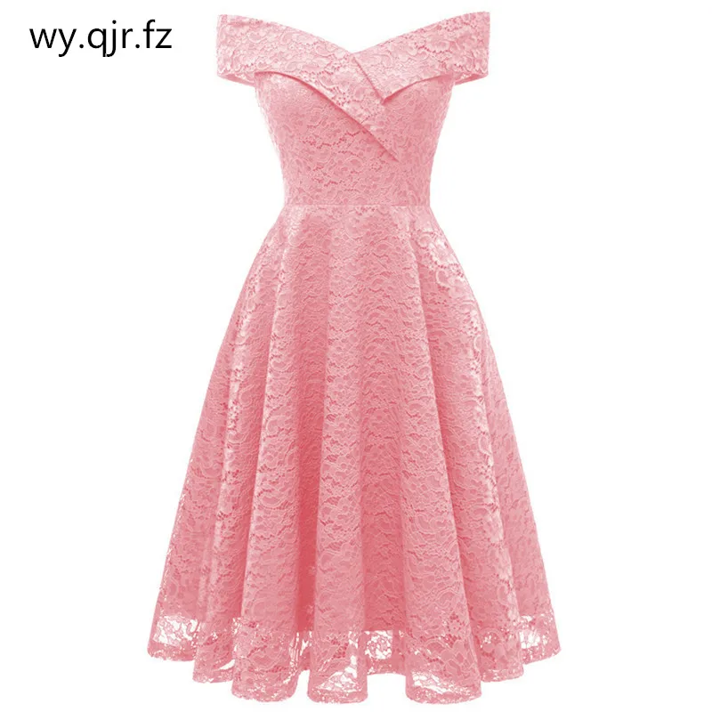 Hyfz9972f Bateau Cou Rose Courtes Robes De Demoiselles D
