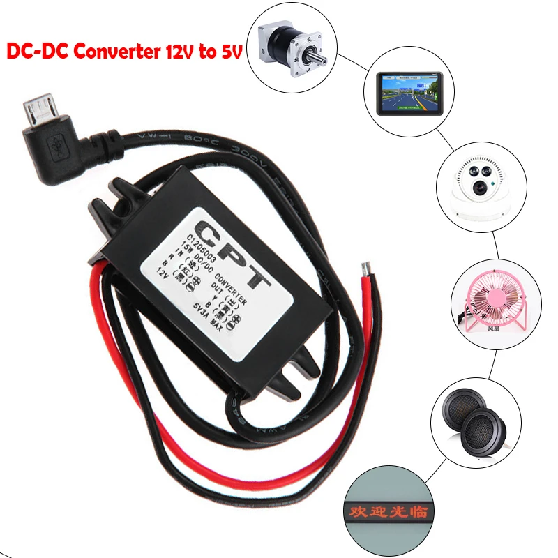 Waterproof DC-DC Converter 12V to 5V 3A Step Down Power Supply Module Micro USB Waterproof DC-DC Converter 12V to 5V 3A Step Down Power Supply Module Micro USB