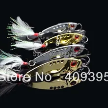 20 шт. 12 г металлический воблер металлическая рыболовная приманка серебро и золото 2 цвета рыболовный крючок с пером