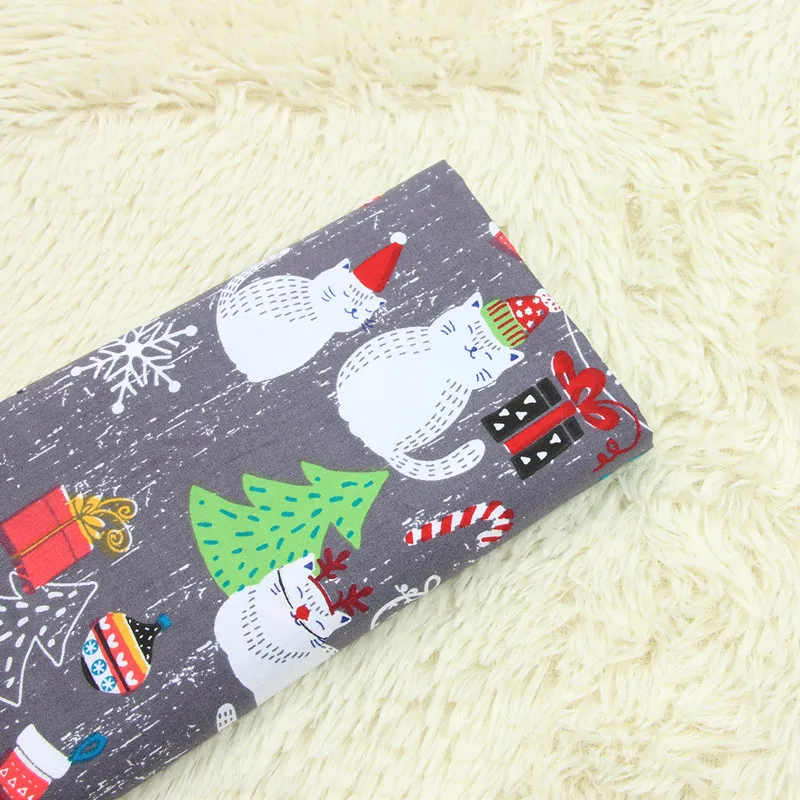 

half meter cartoon Christmas wind cat print fabric handmade DIY garment dress children cloth 100% cotton B138