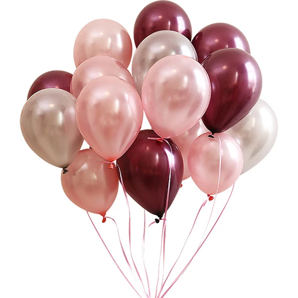 15 шт. 12 дюймов винно-красные надувные латексные гелиевые шары жемчужные розовые Серебристые свадебные с днем рождения украшения воздушные шары