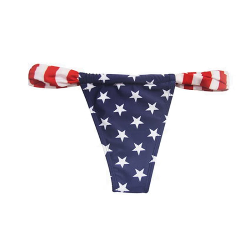 

Cindysmile Sexy Woman Badpak Brazilian Bikini Bottoms Swimwear Female Mayo Beach Wear Flag Print Biquini Cut Out Thong 2018