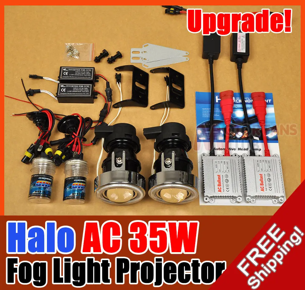 

2.0" Universal Waterproof Bi xenon Foglights Lens Projector Kit Driving Fog Lamps Car Motorcycle CCFL HALO ANGEL EYE