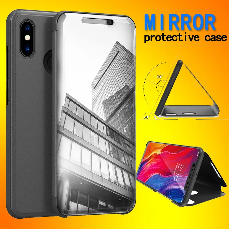 

Smart case for Xiaomi Mi 8 8 SE Sparkle Sleep Flip Cover Case For Xiaomi Mi8 redmi note6 pro mirror protective sleeve Hard shell