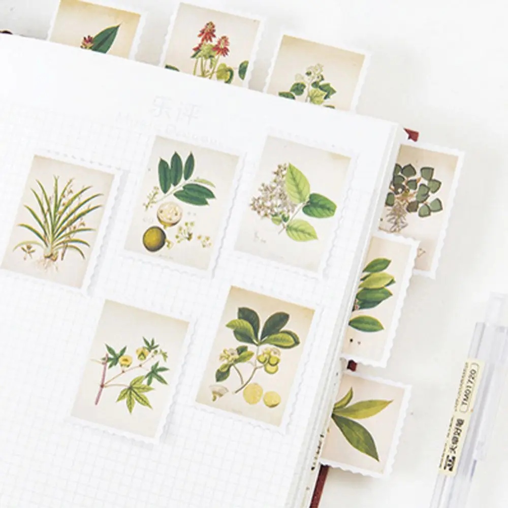 

45 pcs/ box Vintage Plants stamp mini paper sticker decoration DIY diary scrapbooking seal sticker kawaii stationery