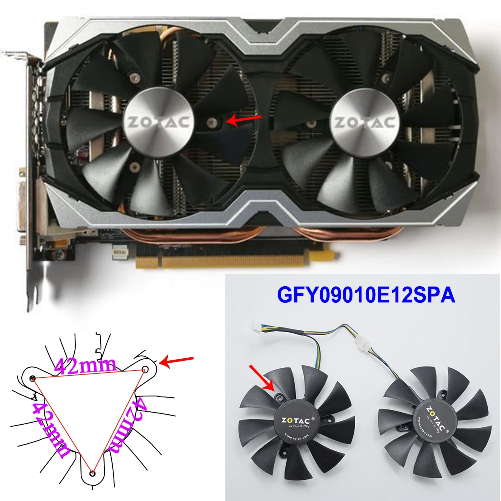 Новая 85 мм GA91S2H GFY09010E12SPA 4PIN кулер вентилятор заменить для ZOTAC GeForce GTX 1060 AMP Edition GTX 1070 мини графическая плата, вентиляторы