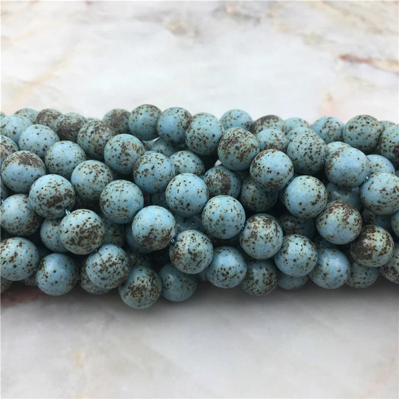 Настоящие гладкие круглые бусины Bodhi Turquoises, синие Бусины Mala Bodhi Howlite для изготовления ювелирных изделий, 6 8 мм