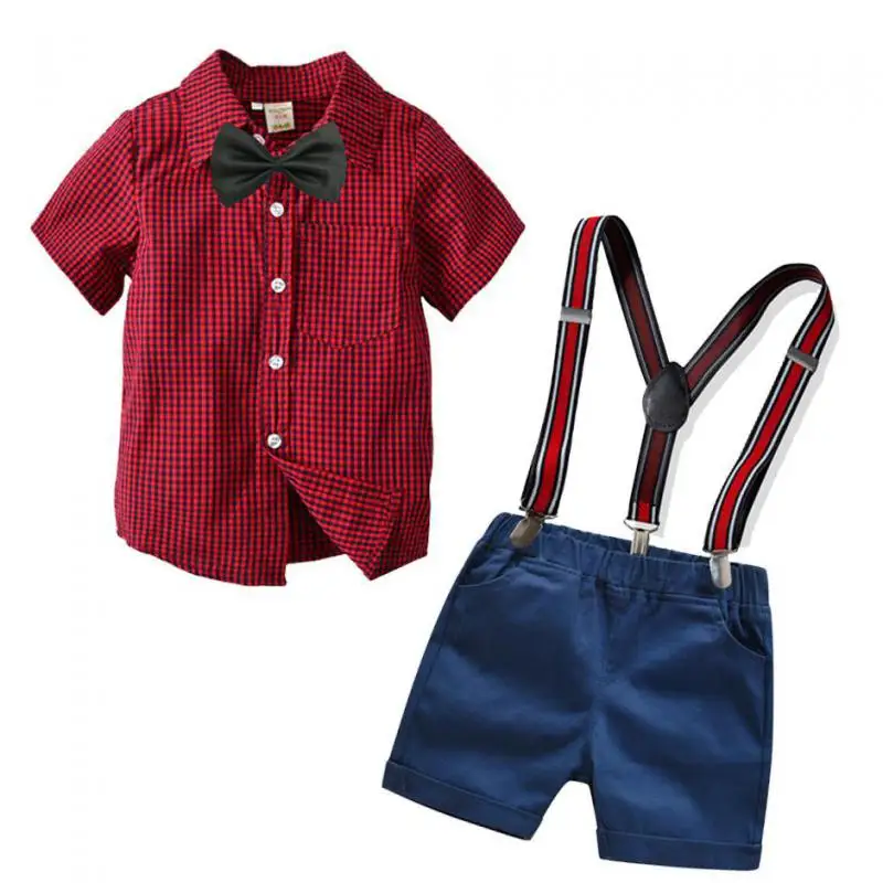 

Gentleman style summer new 2019 Children Birthday sets shirts +shorts mother baby boys clothes 1y-7y kids Fashion Clothing
