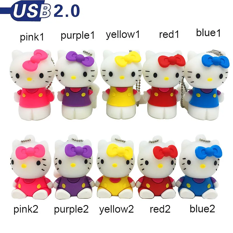 

pendrive 32GB Cartoon Silicone pen drive 2.0 Hello Kitty mini usb flash drive 128GB 64GB 16GB 8GB 4GB memoria usb free shipping