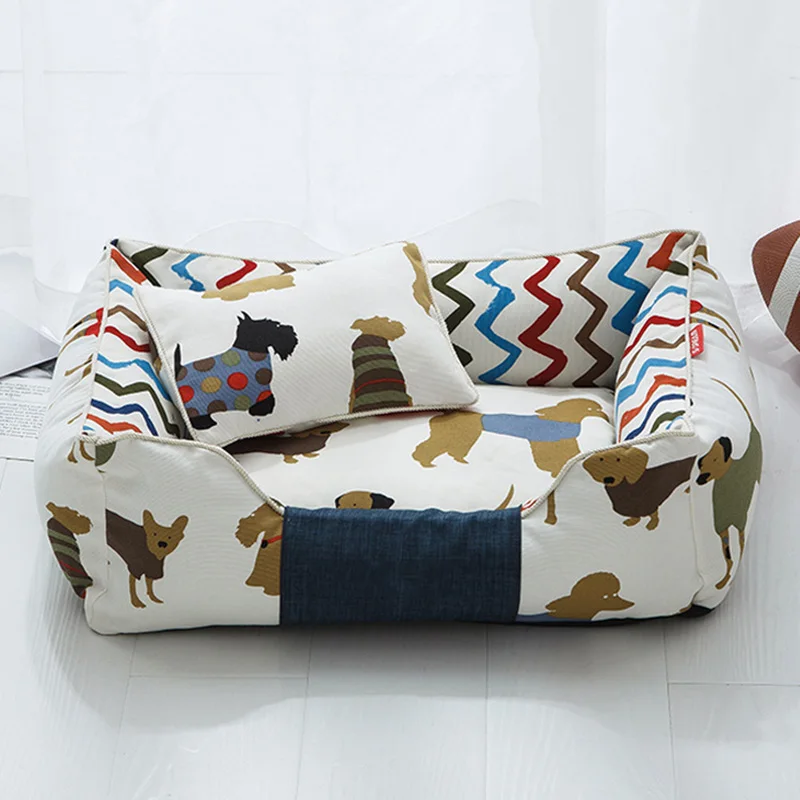 Detachable Dog Bed Cot Soft Print Pet House Dog Cushion Pads Breathable Lounger Sofa Kennels for Small Medium Dogs Pet Supplies Detachable Dog Bed Cot Soft Print Pet House Dog Cushion Pads Breathable Lounger Sofa Kennels for Small Medium Dogs Pet Supplies