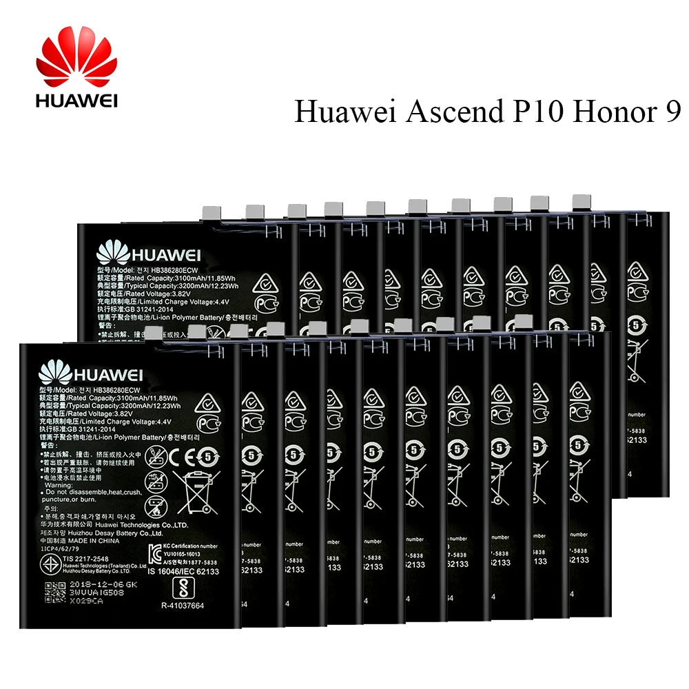 20 шт./лот аккумулятор HB386280ECW для Huawei honor 9 P10 Ascend 3200 мАч литий ионный оптовая продажа
