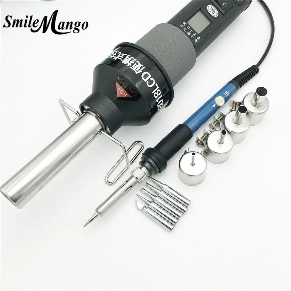 preço 220 V 450 W 450 Graus LCD Eletrônico Ajustável 8018LCD Calor Pistola de Ar Quente Desoldering Estação De Solda + Solda Elétrica ferro
