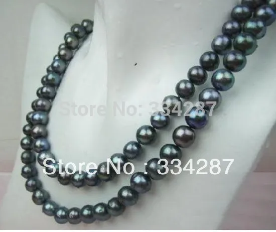 

A 8-9MM TAHITIAN BLACK PEARL NECKLACE 36 Inch