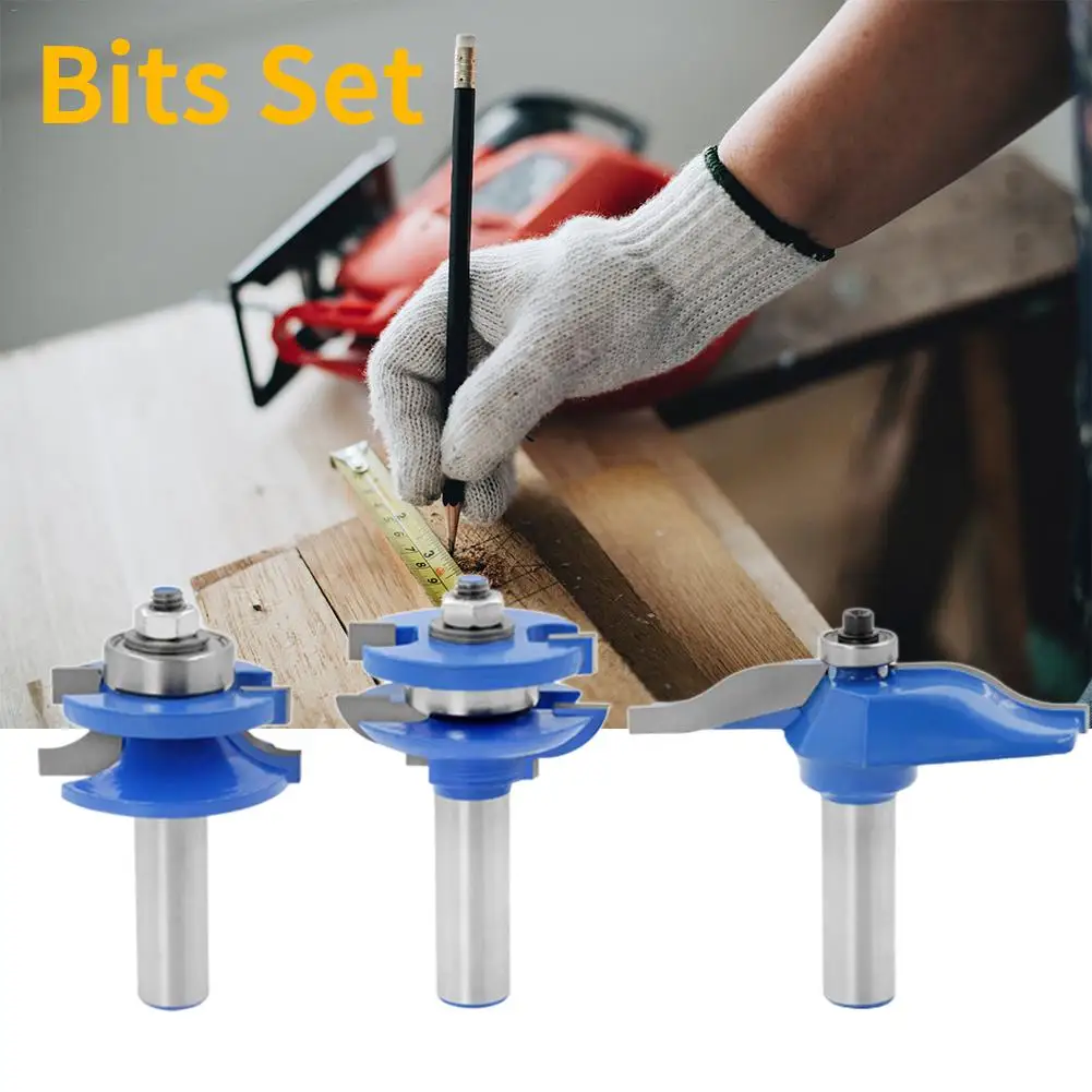 

3PCS Woodworking Milling Cutters 1/2 Handle Shank Carbide Router Rounded Cutters Screw Bits Drilling Milling For Wood