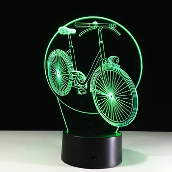 

7 Color Bick 3D Lamp Visual LED Bicycle 3d Night Light Lamp Remote Touch USB Table Lampara Baby Sleeping Nightlight