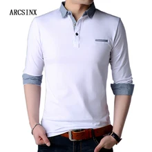 ARCSINX белая рубашка поло мужская Осенняя с длинным рукавом мужские рубашки поло бренды весна хлопок размера плюс 5XL 4XL Модная рубашка поло мужская