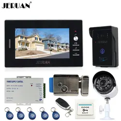 JERUAN 7 ''видео домофон Системы kit сенсорный ключ доступа RFID ИК Камера + аналоговый ночного видения камера + E-замок
