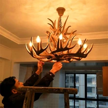 Nordic Candle Antler LED Chandelier American Retro Resin Deer Horn LED Pendant Lamps Home Decoration Lighting Kitchen Fixtures Nordic Candle Antler LED Chandelier American Retro Resin Deer Horn LED Pendant Lamps Home Decoration Lighting Kitchen Fixtures
