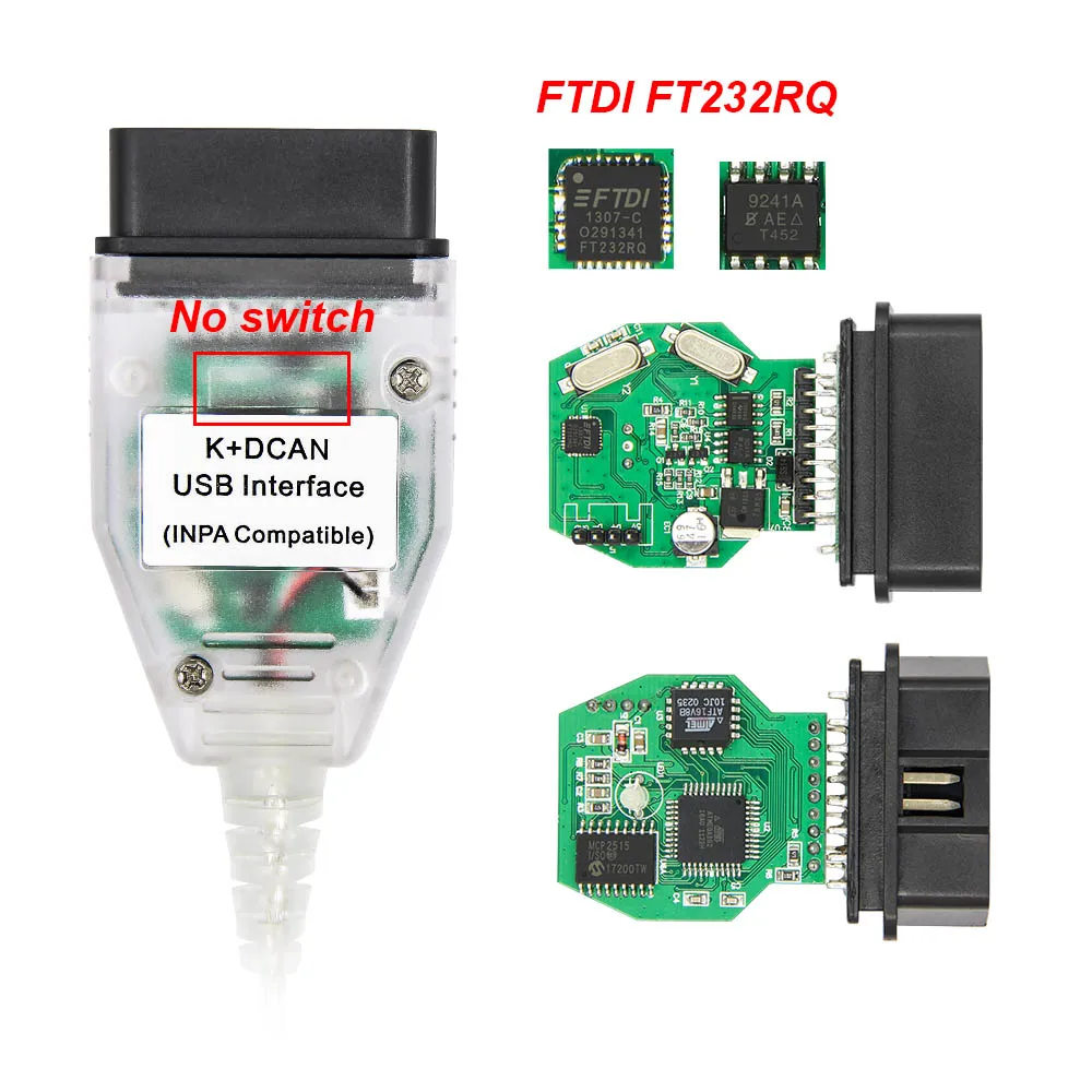 Для BMW INPA K DCAN с FTDI FT232RL/RQ с переключателем inpa K+ DCAN K CAN OBD 2 OBD2 автомобильный диагностический инструмент K-line K line кабель