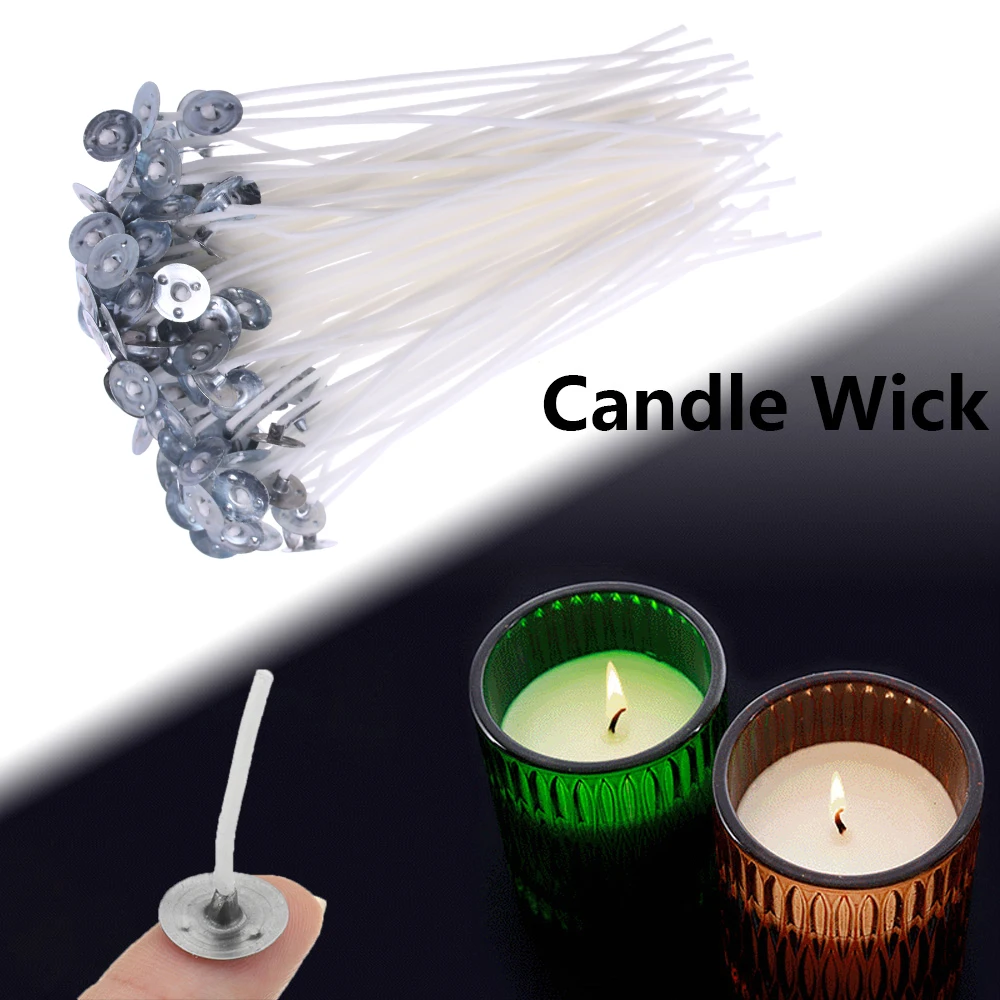 100PCS DIY Handmade Accessory Smokeless With Sustainer Cotton Core 2.6/6/10/12/16cm Candle Wick Wax Candle Accessories