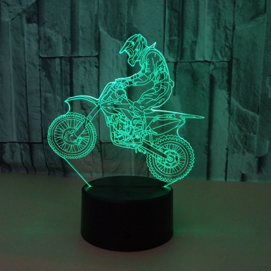 

Sensor 3D LED Night Light Motorcycle nt with 7 Colors Light for Home Decoration Lamp Amazing Visualization Optical Illusion