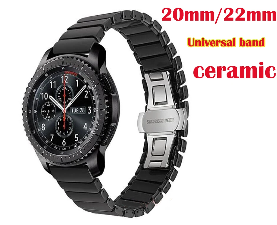 Бабочка керамический ремешок для samsung Galaxy watch 42 46 gear sport s2 s3 amazfit 2 s 1 pace bip zenwatch Ticwatch E/1/2/pro ремешок