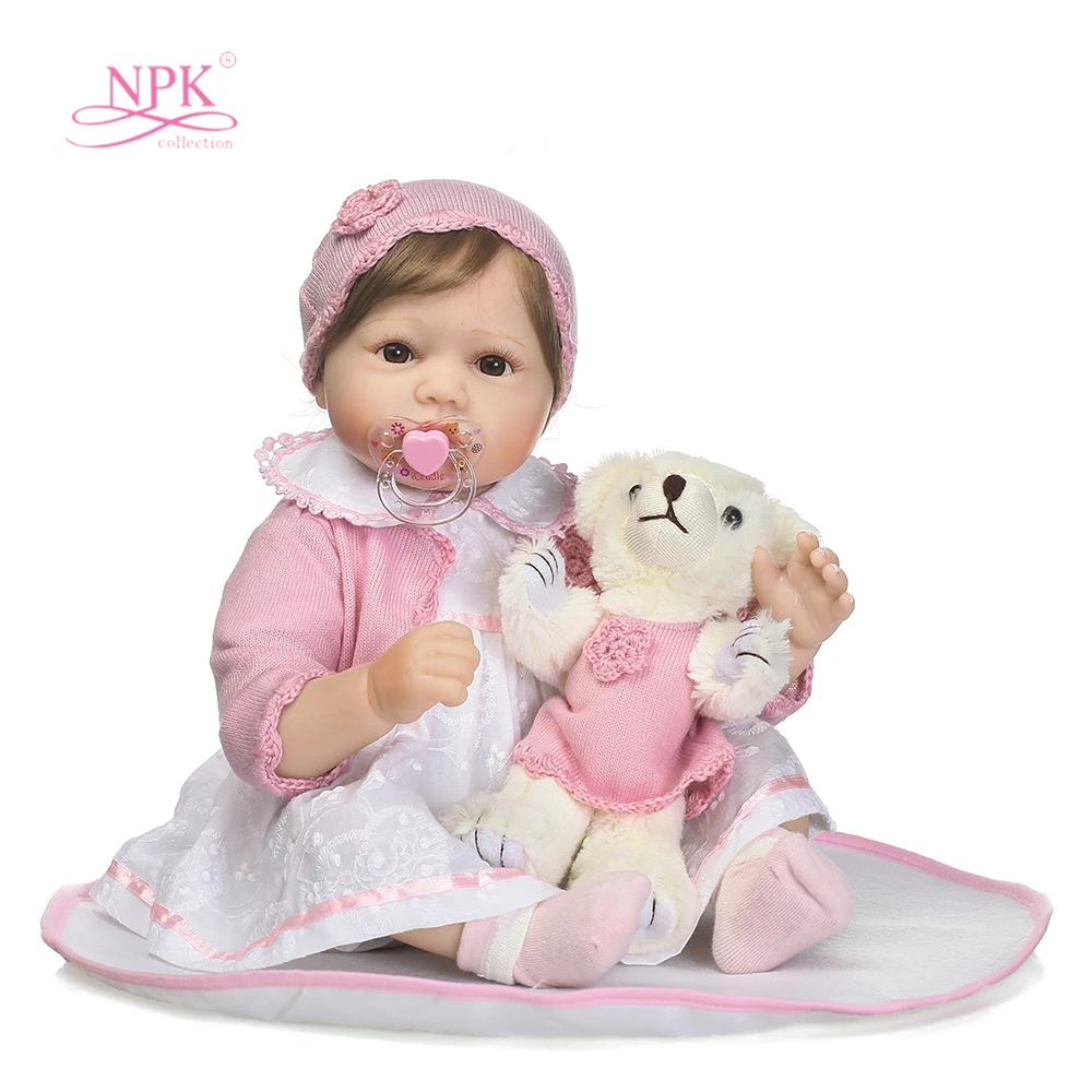 

55CM Soft Silicone Reborn Dolls Cloth Material Body Baby Realistic Doll Reborn Vinyl Boneca baby Reborn Doll For Girls Kids