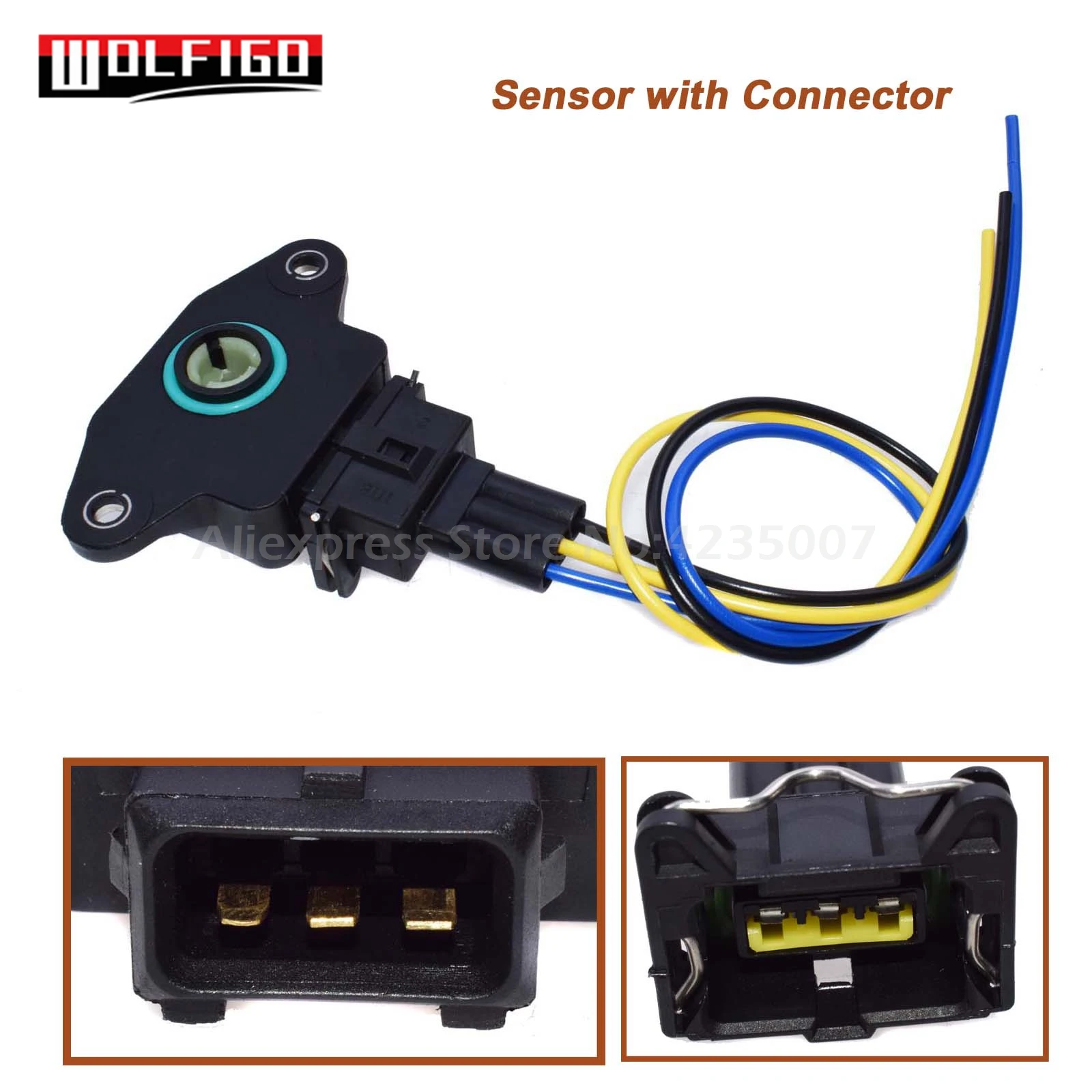 

WOLFIGO 35170 22010 TPS Throttle Position Sensor w/ Connector Wire Fit Hyundai Elantra Tiburon SAAB VOLVO 3517023000,1336385 New