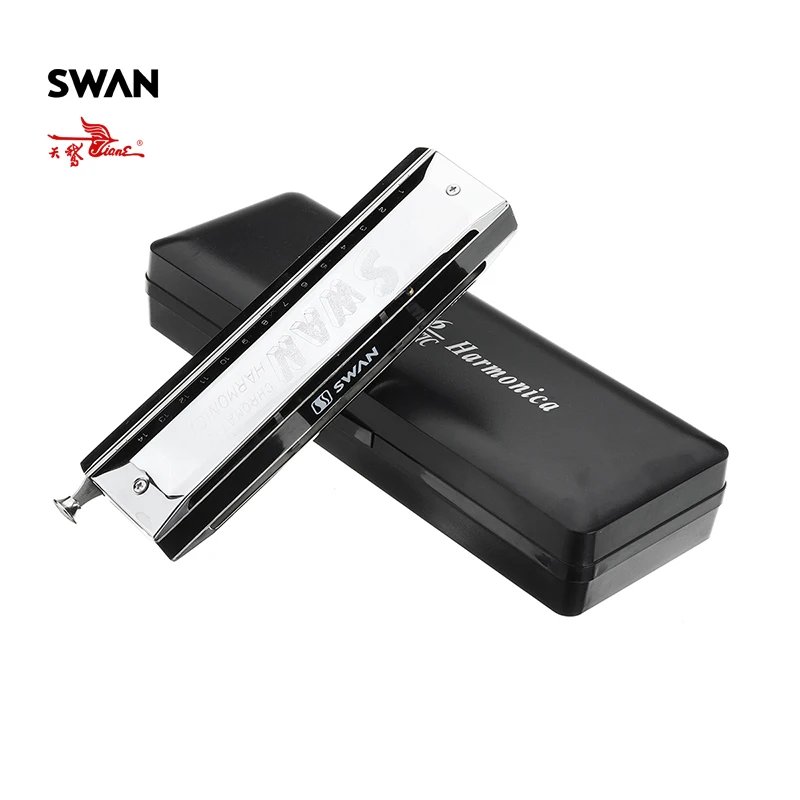 

Swan SW1456 14 Holes 56 Tones Chromatic Harmonica Changeable Tones Woodwind Instruments Musical Instrument Harp In Plastic Box