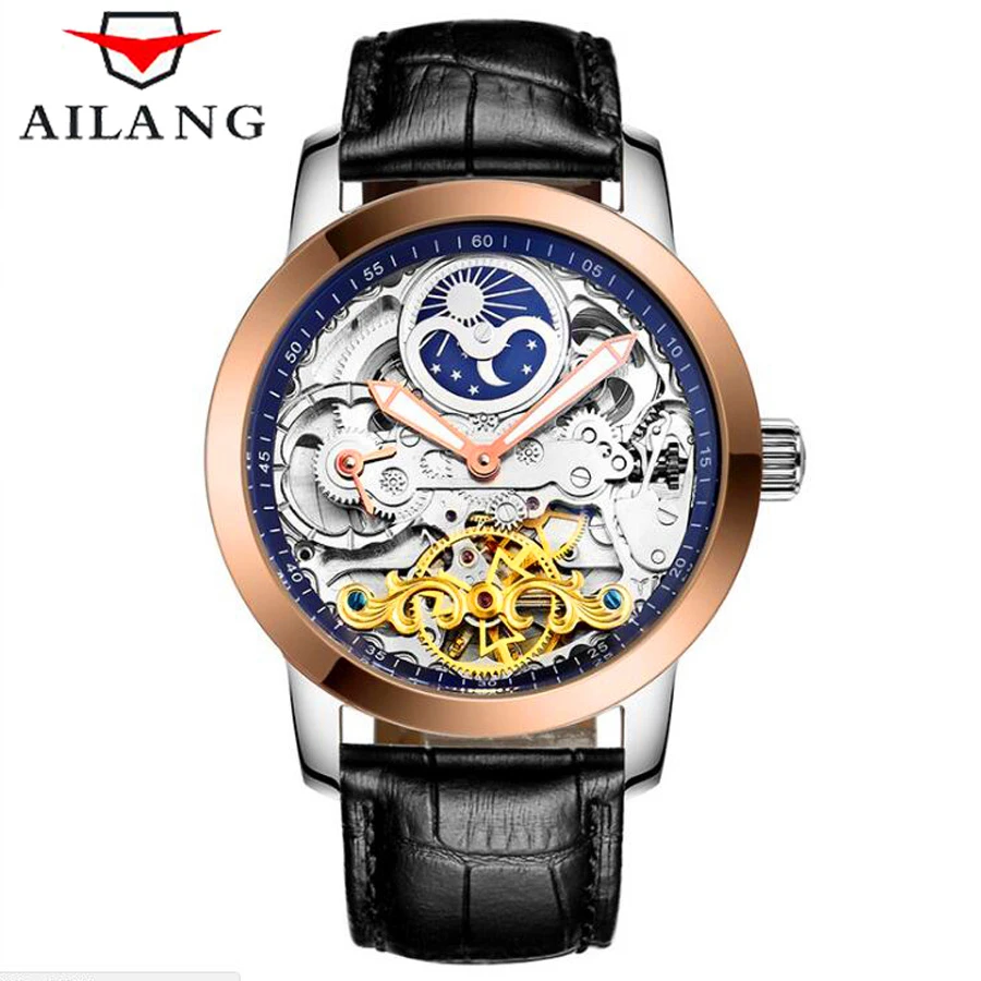 AILANG новые роскошные повседневные часы для мужчин автоматические часы Скелет Бизнес часы Механические Relogio мужские Montre часы для мужчин s Reloje