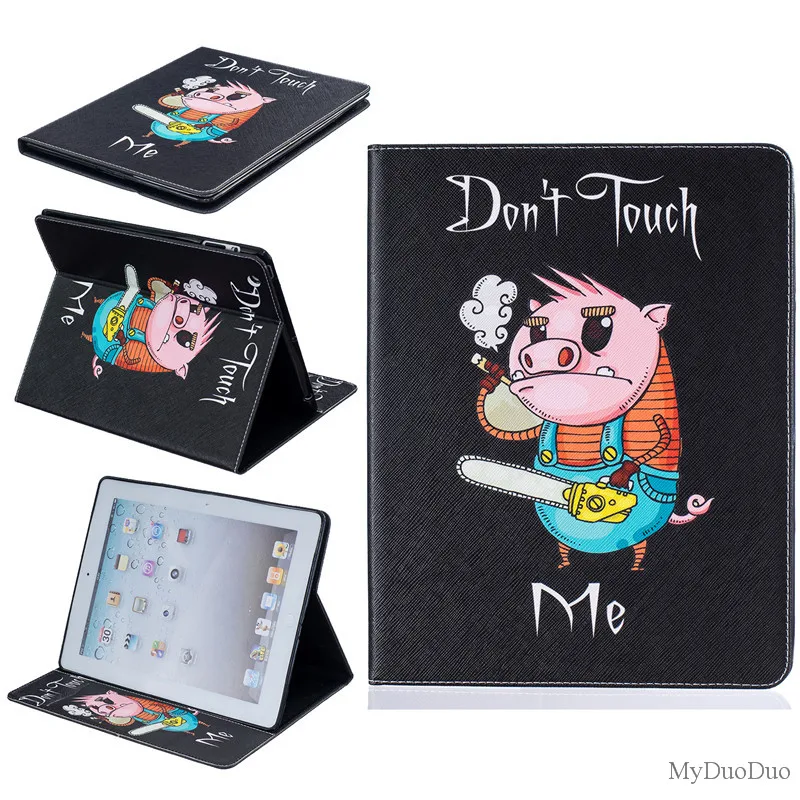 Cute Bear Pig Case For  Ipad 2 Case For Ipad 3 For Ipad 4 Case Beautiful Butterfly Flower PU Leather Stand Wallet Tablet Cover (42)