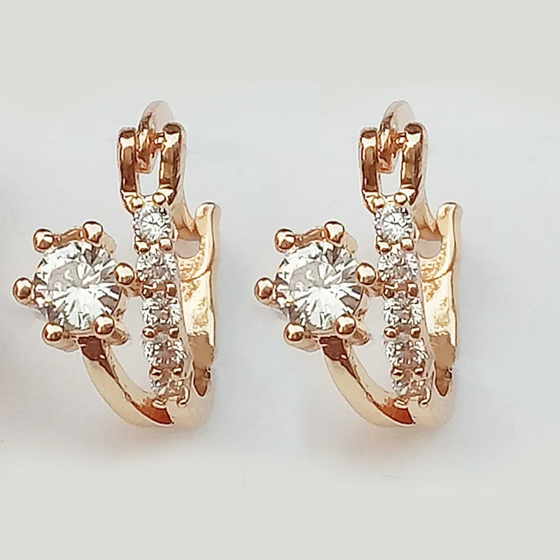 

2018 new earrings copper inlay zircon golden earrings small hoop earrings for women