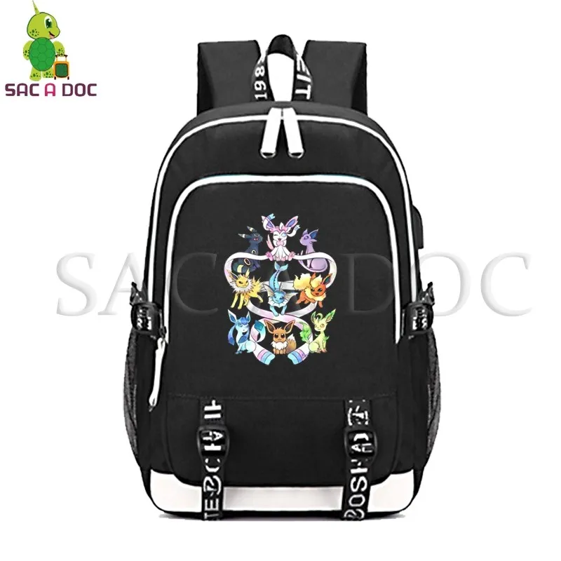Многофункциональный рюкзак с покемоном Иви Jolteon Flareon, usb-зарядка, рюкзак для ноутбука для женщин, мужчин, подростков, школьные и дорожные сумки - Цвет: 3