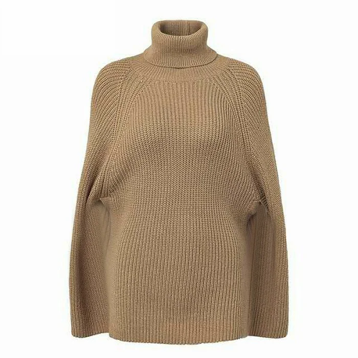 Вязаный свитер с воротником-хомутом, Женский Повседневный пуловер Camel, уличная одежда на осень и зиму, женские свитера и пуловеры - Цвет: Хаки
