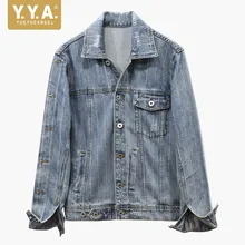 Женская джинсовая куртка свободного кроя в европейском стиле, модная женская джинсовая куртка в полоску, стразы, Уличная Повседневная женская верхняя одежда