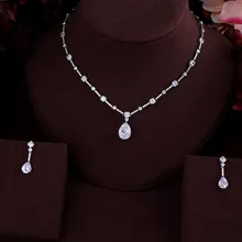 Лучшее качество Блестящий Кристалл циркония серьги и ожерелье свадебный комплект ювелирных изделий свадебное платье аксессуары