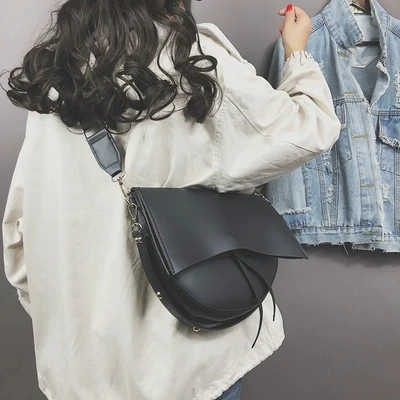 

Casual Semicircle Saddle Bags for Women Handbags Irregular PU Leather Shoulder Messenger Bags Lady Girls Large Capacity Bolsa