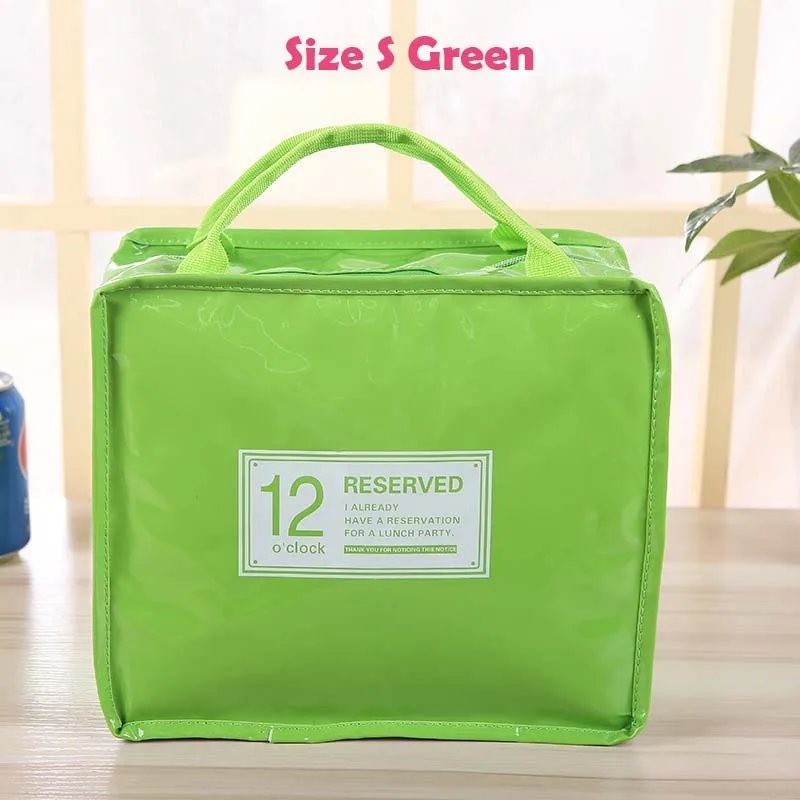 Сумка-холодильник женская переносная функциональная PU блестящая Изолированная Термосумка для еды для пикника детская сумка-холодильник для ланча Сумка-тоут - Цвет: Green Size S