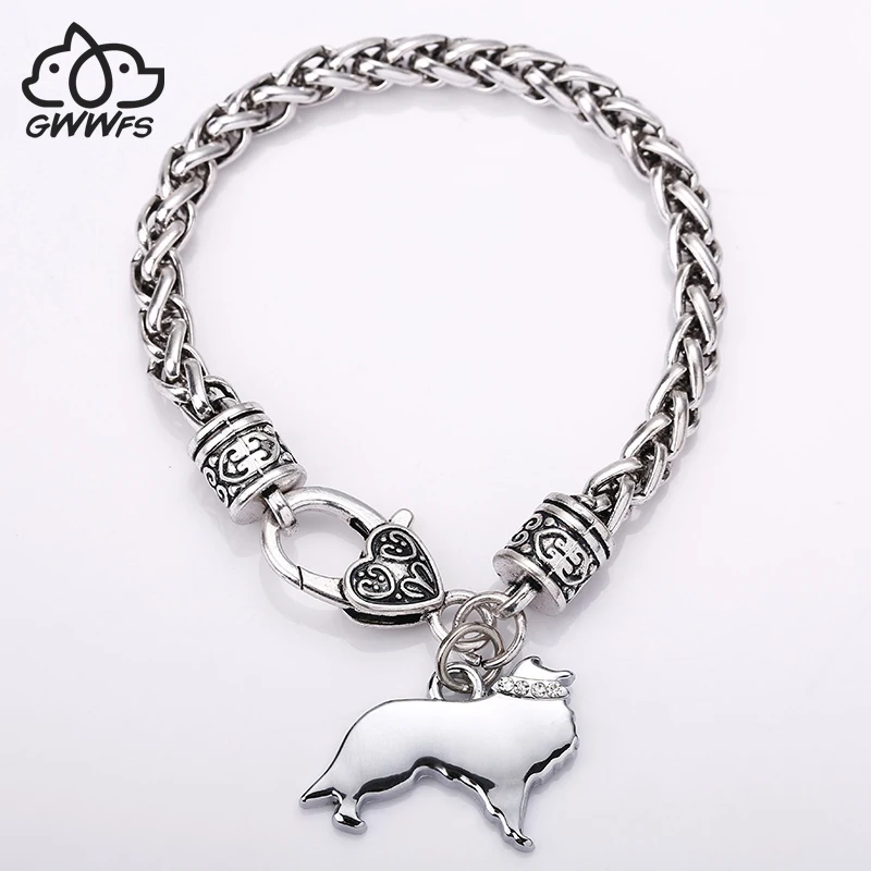 

Cute Shetland sheepdog Pet Dog Silver Charm Bracelet for Women Bracelets Jewelry for men Lobster Clasp Bracelet for Animal Lover