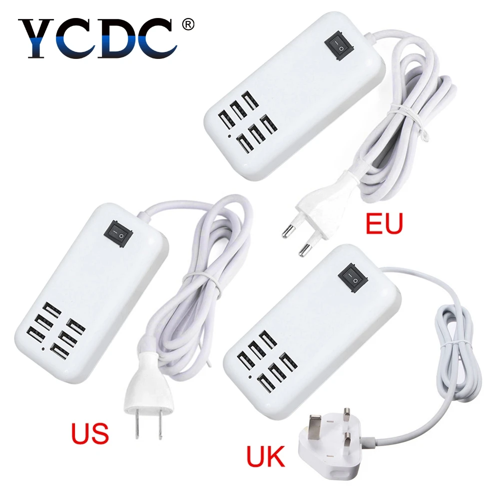 6 портов портативный usb хаб Настольный ЕС США вилка настенное зарядное устройство