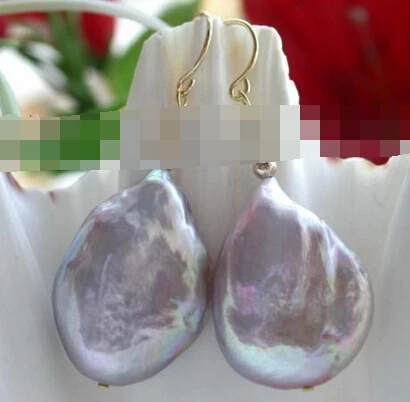 

ry00684 Genuine Natural Purple Reborn Keshi Pearl Earrings 14k