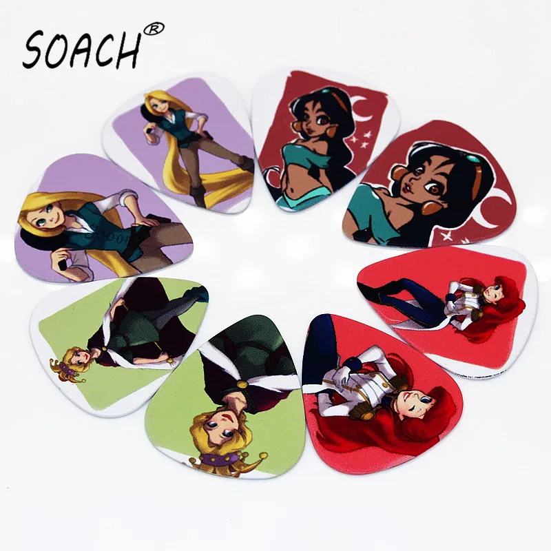 SOACH 10pcs Newest The cartoon princess Guitar Picks Thickness 0.46mm guitar pick ukelele Accessories | Спорт и развлечения
