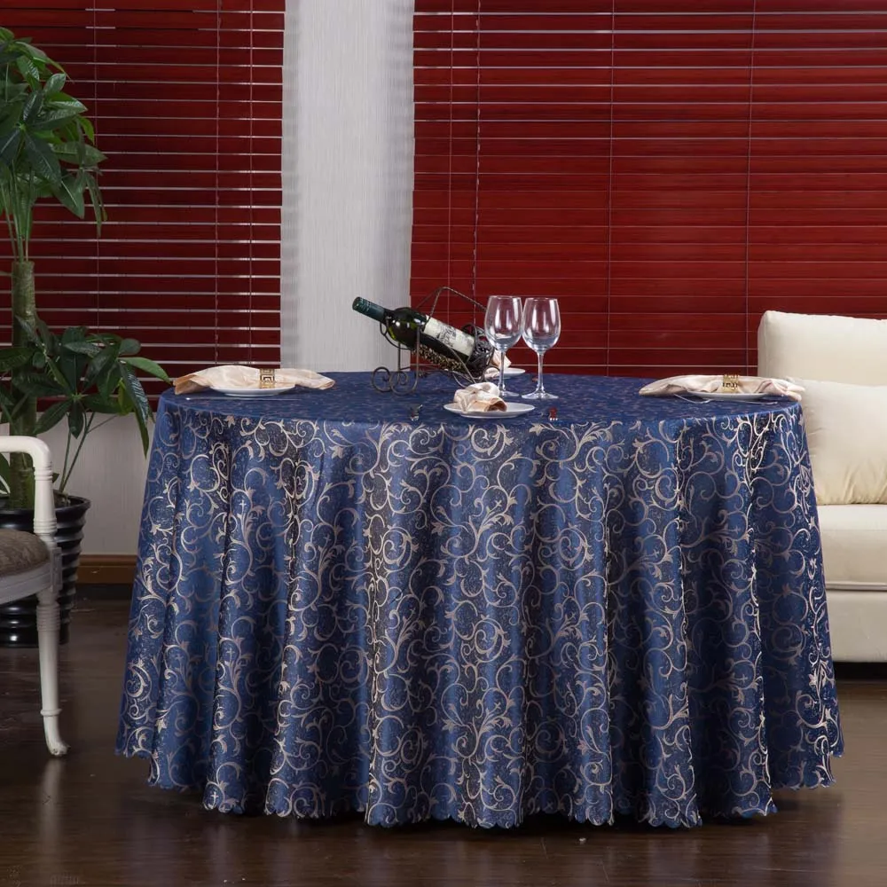 10PC Luxury Gold Leaf Polyester Wedding Party Round Table Cloth Hotel