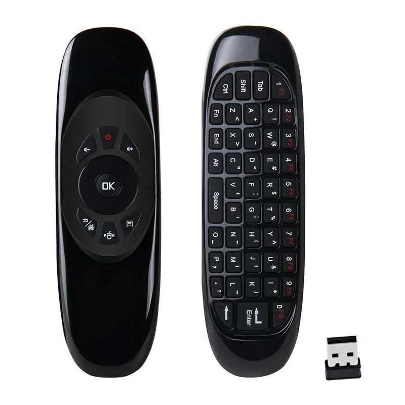 Русская английская испанская французская C120 Fly Air mouse 2,4G мини беспроводная клавиатура перезаряжаемый пульт дистанционного управления для Android tv Box PC