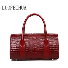 Женские сумки из натуральной кожи для женщин Новая модная сумка с текстурой под кожу крокодила брендовая сумка женская брендовая упаковка