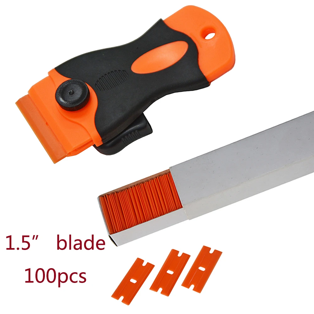 EHDIS Plastic Razor Scrape+100pcs 1.5 inch Double Edged Plastic Razor